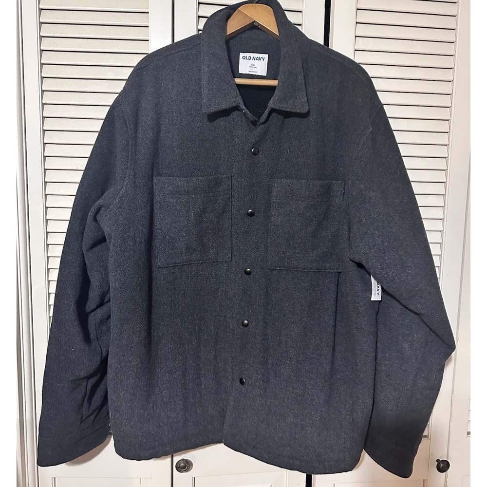 Men's Old Navy Sherpa XXL Wool blend‎  Charcoal Grey Fleece Lined NWT